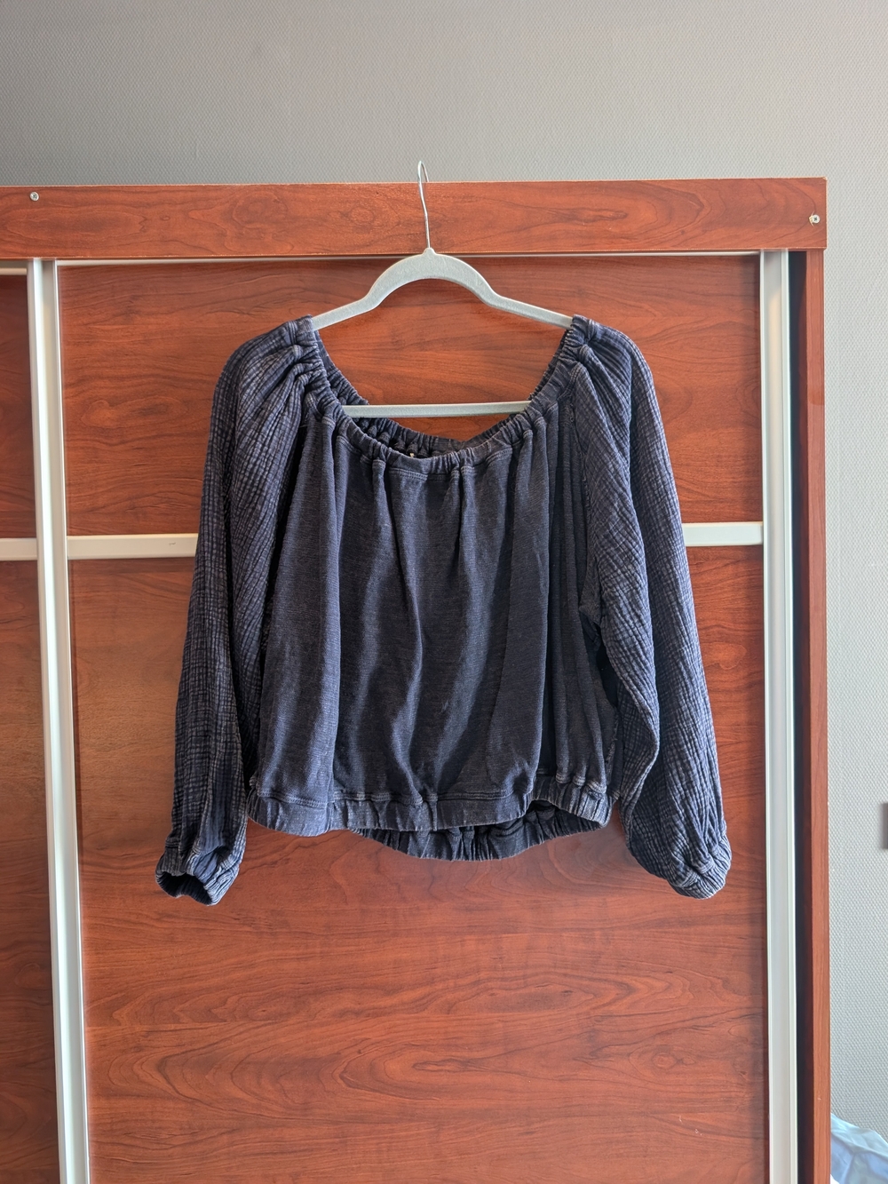Womens Black Off-Shoulder Peasant Top